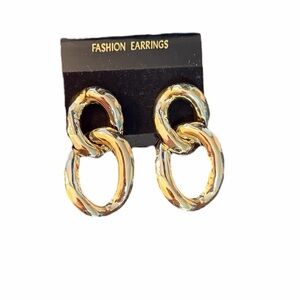 Gold-Tone Double Hoop Dangle Earrings